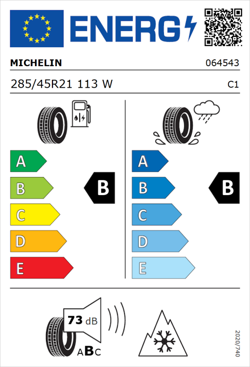 Tyre Label for Michelin CrossClimate 2 SUV 285/45R21 113W